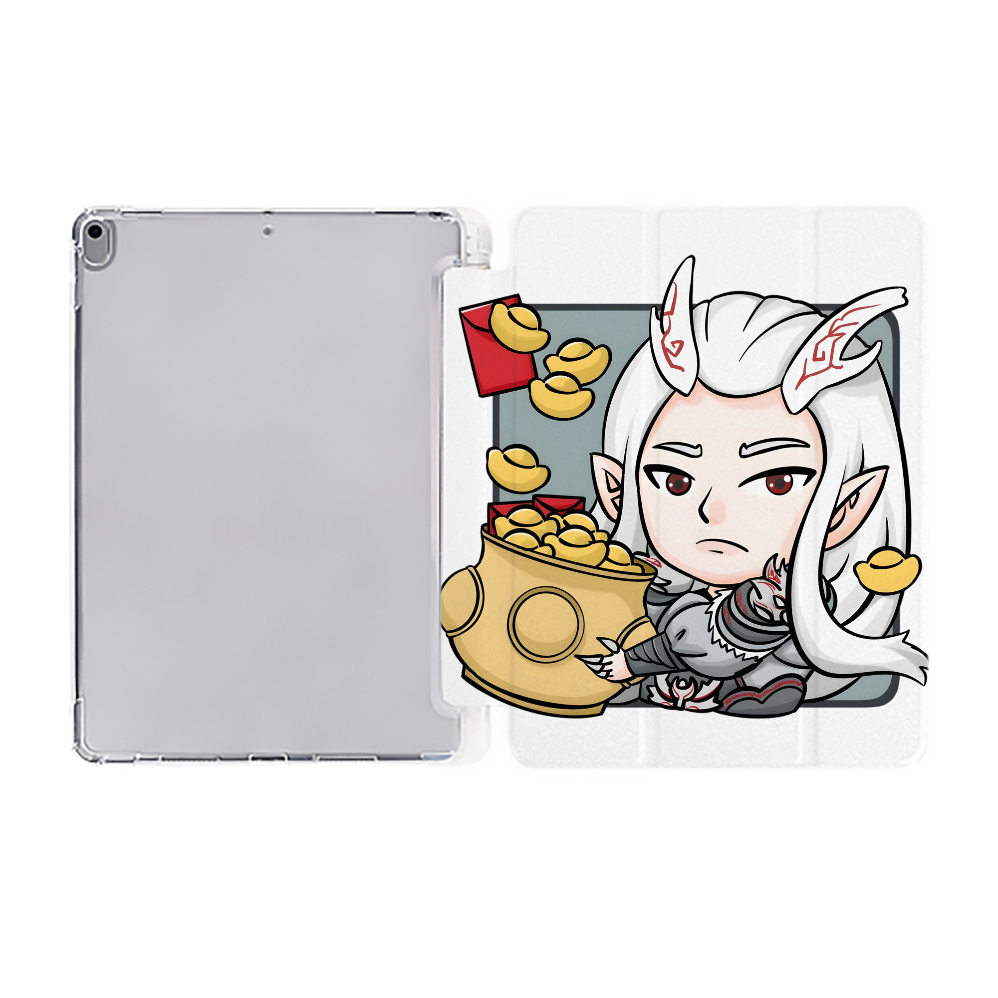 Ne Zha 2 ナタ 魔童の大暴れ IPad ケース ペン収納付き 三つ折りスタンド PUレザー×シリコン 対応機種9.5/10.5/10.9インチ